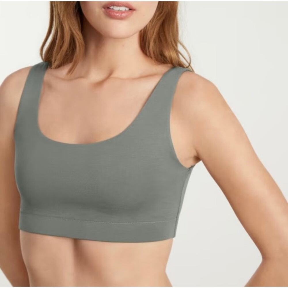 Everlane The Tank Bra Agave Sage Green Supima Cotton